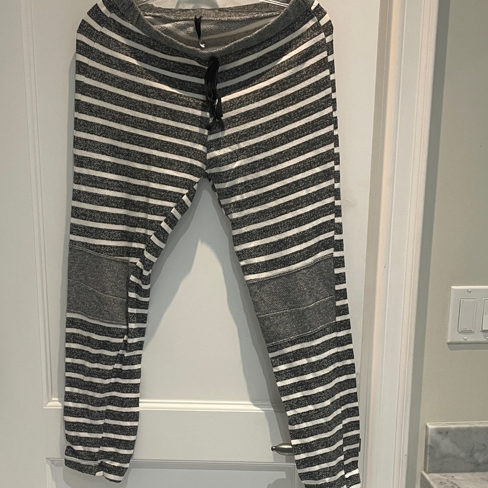 Love Culture Charcoal and Cream Striped Joggers